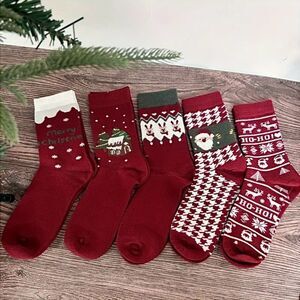 5pcs Cozy Cashmere Christmas Socks